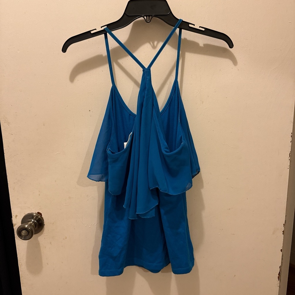 Blue Women's Ruffle Top - Picture 2 of 3